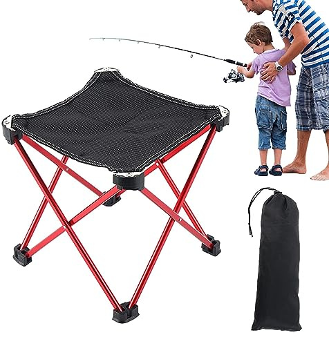 Chaies Camping-Klapphocker - Camping-Fußstuhl,Klappbarer tragbarer Outdoor-Fußhocker, extra großer Sitz für Kinder und Erwachsene, Camping-Angelhocker zum Wandern, Outdoor