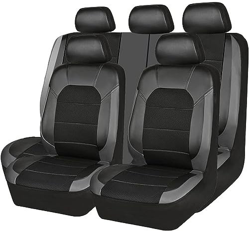 ThisgA 5 Sitze Alles inklusive Auto Sitzbezüge Sets,Für Mazda 3 CX-5 2 5 6 CX-3 CX-4 CX-7 CX-9 MX-5 RX-8 Wasserdicht Atmungsaktive Rutschfester Langlebig Sitzschoner Zubehör,A/Black Gray