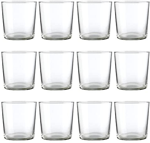 Acan Tradineur - Caja de 12 Vasos Modelo Bodega - Capacidad: 360 ml - Fabricado en Vidrio Resistente - Apto para lavavajillas - Tamaño Aprox: Ø 8,8 x 9 cm - 12 Uds Totales