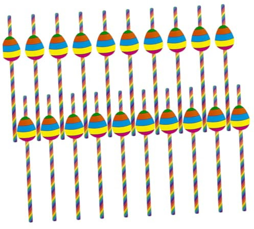 PartyKindom 40pcs Easter Egg Pattern Paper Drinking Straws Sturdy Reliable for Parties Celebrations Decorations Lightweight for All Beverages