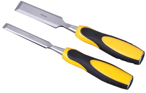 Set di Scalpelli per Legno da Intaglio Professionali 12mm | Impugnatura Doppio Colore in Acciaio al Carbonio e Gomma, Presa Comoda Antiscivolo, per Laboratorio di Intaglio