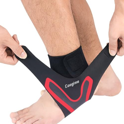 Coogime 2 Pcs chevillere entorse, chevillere de maintien football, Flexible Ankle Brace, attelle cheville, bandage pour fasciite plantaire, chevillères respirantes (Red, S(EU:35-38))