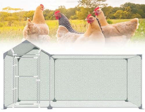 Froadp Hühnerkäfig 3x1x1,5 m Hühnerstall Freilaufgehege mit Verzinktem Stahlrahmen und Sonnenschutz Dach Chicken Run Hühnergehege Kleintierstall Hühnerauslauf Geflügelkäfige für Geflügel Kaninchen