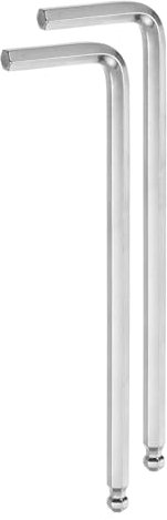 QUARKZMAN 2 Piezas de Llave Hexagonal de Bola de 6 mm, Llave Hexagonal en Forma de L de Brazo Largo Métrica de Acero Cromado Vanadio para Herramienta de Reparación Doméstica