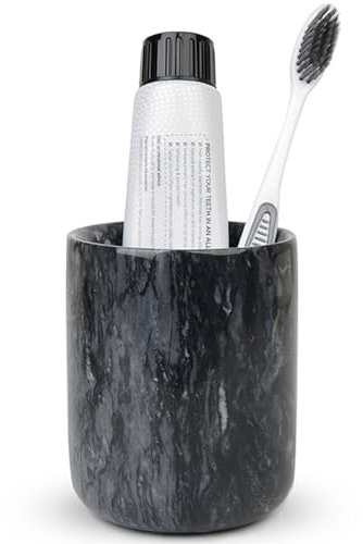 SIPARUI Marble Toothbrush Holder,Bathroom Toothbrush Cup Toothpaste Holder,Toothbrush Storage,Travel Camping Portable Reusable Storage Cups,Sturdy and Non-Tipping,Easy to Clean,Odorless(Black)