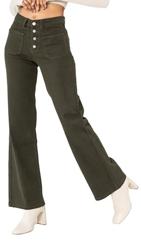 Nina Carter P139 - Jeans da donna a vita alta con taglio svasato, effetto usato, S