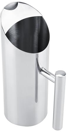 Jarra de Agua Fría de Acero Inoxidable, Elegante Jarra de 2 Litros con Protector de Hielo para Uso Doméstico, Hoteles y Bares, con Recto, Gran Capacidad, Fácil de Verter (1.5L)