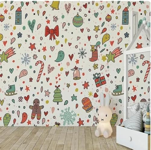 Tzxztt Sterne Schneeflocken Schleifen Moderne 3D Tapete Geprägte Seide Neutrale Töne Material Ideal Für Wohnzimmer Schlafzimmer-300cm×210cm