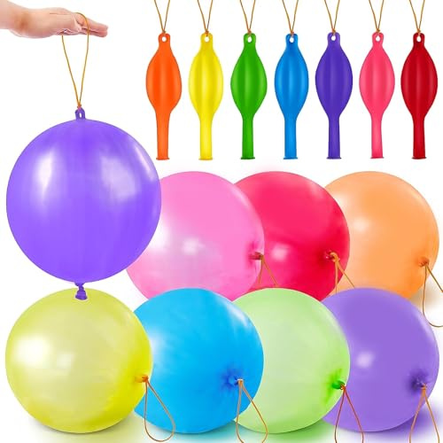 50PCS Large Punch Balloons with Elastic Band for Party Bags and Beautiful Birthdays