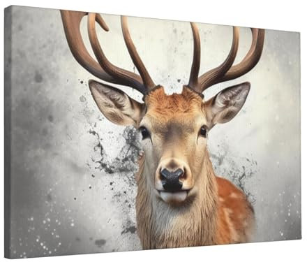 LPSRTWE Leinwanddrucke, Tier, Hirsch, Wandkunst, HD-Druck, Poster, Wandbehang für Schlafzimmer, Bild, Gemälde für Büro, Kunstwerk, Leinwandbilder für Wohnzimmer, Kunst, Wanddekoration, 30,5 x 45,7 cm