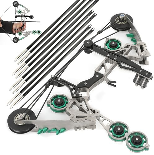 surwolf Ensemble d'arc et de flèches, Ensemble d'arc et de flèches à poulies pour tir sur Cible et Jeux, Arc de Poche, Jeux de tir à l'arc pour Adolescents, Jeux d'intérieur (Tone-Vert)