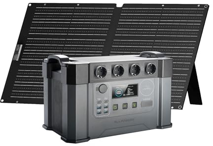 ALLPOWERS 2400W Estación de energía portátil S2000 Pro generador solar 100W | 1451wh salida de CA 4x2400W con MPPT y SAI＜15ms
