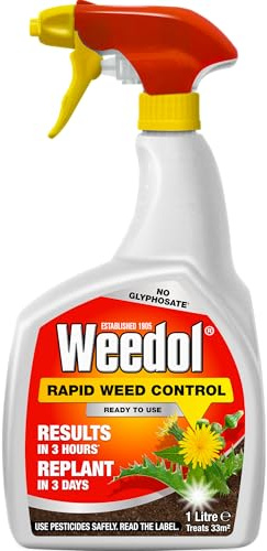 Weedol Rapid Weed Control Ready to Use 1L – Fast-Acting Weed Killer for Lawns, Patios, Driveways, Eliminates Tough Weeds Including Dandelions & Thistles, No Glyphosate, Easy Spray Application