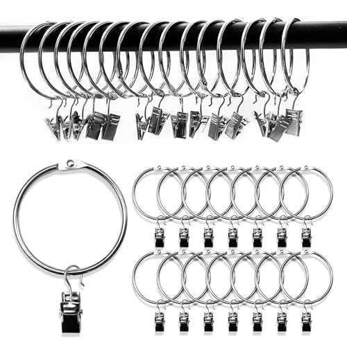 15 pezzi Anelli e ganci per tende in metallo, Clip per Tende, anelli per appendere, Anelli per Tenda da Doccia, Adatto per tende, finestre, bagni, soggiorni e camere degli ospiti (50mm argentato)