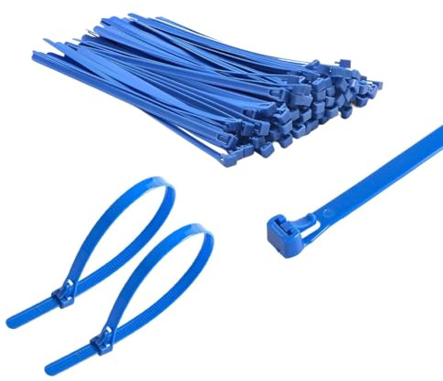 TERF® 50 Pcs Reusable Blue Cable Ties 250mm (10'') X 7.6mm Heavy Duty Nylon Releasable Adjustable Wire Cable Ties Zip Wraps Plastic Tie for Home Office Garden Garage Workshop DIY Purpose Use