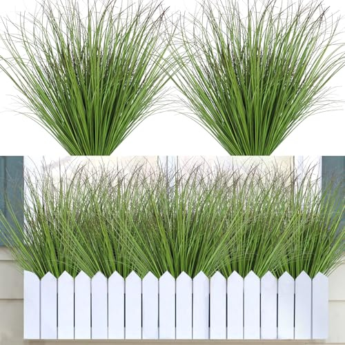 DEMIUKO 10 Stück Künstliche Pflanzen Wie Echt Kunstgras Outdoor Wetterfest | 50cm Kunstpflanzen, Außenbereich Gräser Künstlich, Grün Balkonpflanzen, Draußen Dekogras, Plants für Garten Topf Haus Deko