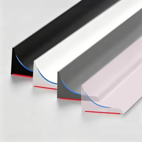Bande de rétention d'eau autocollante en silicone pour comptoir, Barriere De Douche Silicone,Barre Anti Débordement Douche Italienne, Convient aux cuisines et aux salles de bains (Blanc, 255CM)