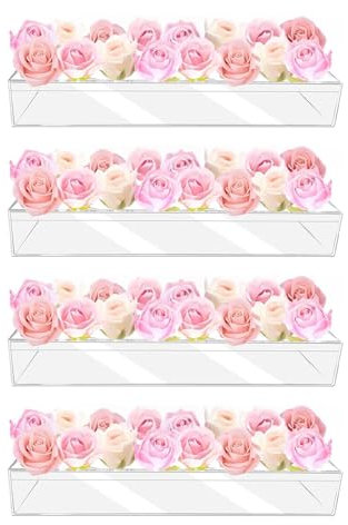 Florero rectangular transparente hidropónico de almacenamiento de flores con 16 agujeros, acrílico transparente