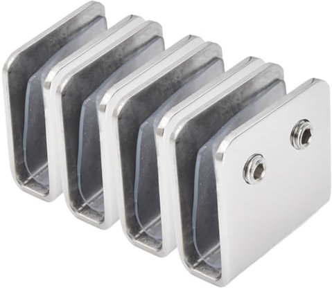 POPETPOP Mirror Clips Not Easy to Break Stainless Steel 4pcs U-Shaped Glass Holder Brackets Fit with Glass Mirror for Bathrooms and Hotels