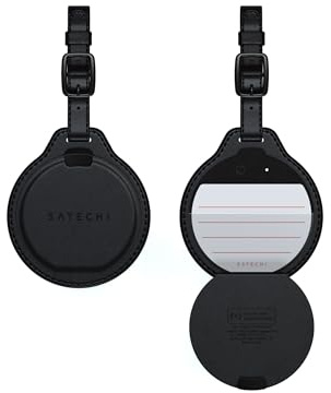 SATECHI FindAll™ Kofferanhänger, Schwarz, TSA-freundlich | Apple „Wo ist?“ als GPS-Tracker-Alternative, kabellos aufladbar, Zurücklasswarnung und lauter Signalton