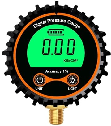 EHYSYN Monitor della Pressione dei Pneumatici ME267P 200 psi con Custodia in Gomma Trasmettitore di Pressione LCD Manometro Digitale per Pneumatici Manometro Digitale(G1-4 with LED)