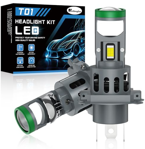 KaiDengZhe Bombilla H4 LED para Faros con Mini Lente de Proyector, 2 PCS H4 LED 12V 80W 21000 lm 800% más Brillante 6500K Tamaño 1:1 H4 9003 HB2 Bombilla para Faro con Haz Alto/Bajo con ventilador