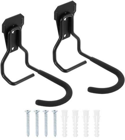 sourcing map Lot de 2 supports muraux pour vélo avec fixations d'installation, crochets de vélo à 3 trous, porte-vélos pour garage et vélo, noir