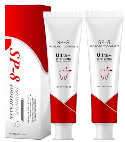 Dentifricio SP-8, 120 g x 2 pezzi di dentifricio probiotico Sp-8, dentifricio sbiancante, fresco, sbiancante respirazione, cura dentale completa (120 g x 2 pezzi)