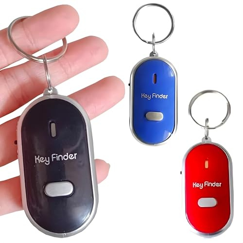Key Finder Locator with sound, Voice Control Key chain Locator for Lost Keys, Item finders Locator with LED Flashlight and Base Support for Keys, Dogs, Cats, Wallet, Phone, Best Gifts (Black)
