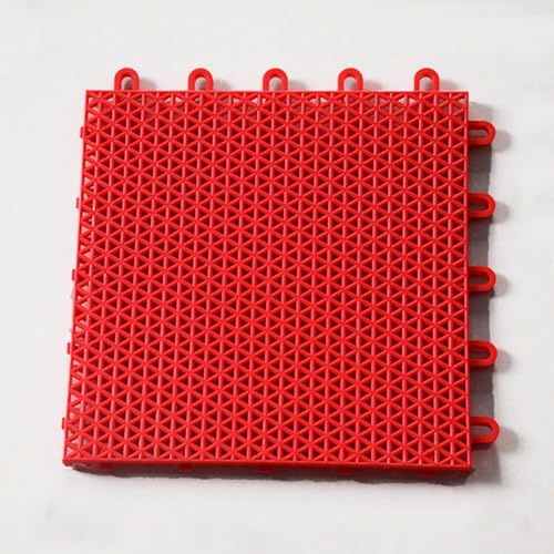Paneles Decorativos Antifugas for Ventanas, Carreaux De Sol En Plastique Antidérapant Emboîtable, 25x25x1.2cm Loseta PP Reforzado para Balcones Escaleras Valla Jaula(Red,15 PCS)