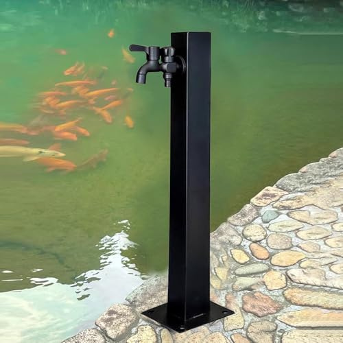 Fontana a colonna d'acqua da giardino in acciaio inox, fontana indipendente con supporto per tubo, rubinetto da esterno, resistente acciaio inossidabile 304 per decorazione da giardino