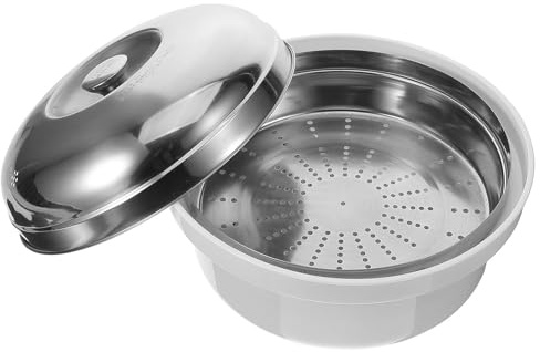 iplusmile Vaporiera Multifunzionale per Microonde in Acciaio Inox Manico Ciotola per Cuociriso e Panini Utensile da Cucina per Cottura a Vapore Domestica ad Alta Capacità per Verdure e
