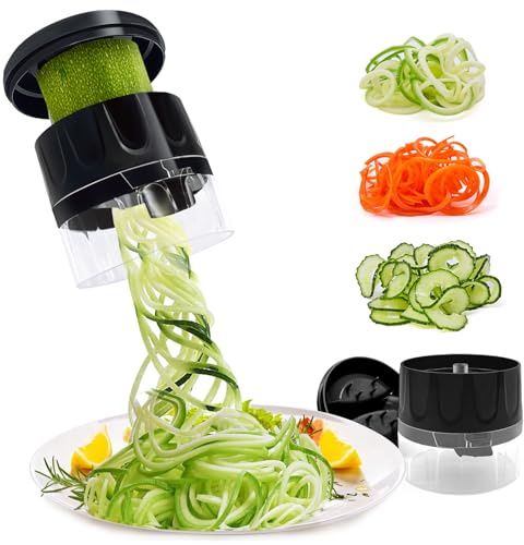 3 en 1 Coupe-légumes Spiralizer Trancheuse Mandoline Réglable Spirale Cutter pour Courgettes Nouilles Carottes Concombre (Noir)