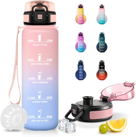 JAPORIA Botella de Agua 500ml, Cantimplora con Filtro, Reutilizable, a Prueba de Fugas, para Bebidas Carbonatadas, Bicicleta, Gimnasio