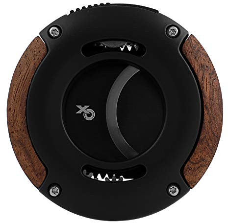 XIKAR XO Double Guillotine Cigar Cutter, Black & Redwood – Dual Stainless Steel Blades, 64 Ring Gauge, Round Aluminum Body, Precision Cigar Cutting, Spring-Loaded Release, Premium Cutter for Cigar Aficionados