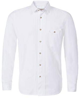 Stockerpoint Uomo Camicia Tradizionale (Modello:OC-Mike), Camicia Bavarese con Colletto Kent, Regular Fit Bianco XXL