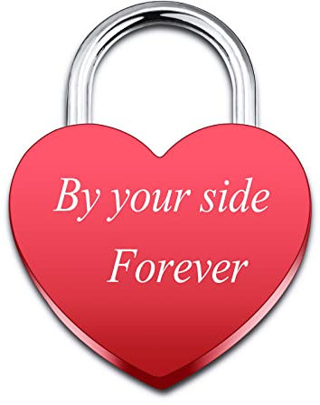 INBLUE Lucchetto a Forma di Cuore Personalizzato Incisione Immagine Foto Nome Data per coppia Fidanzato Fidanzata Love Bridge Lucchetto in Lega con Chiave Relazione Amante Regalo(Colore Rosso)