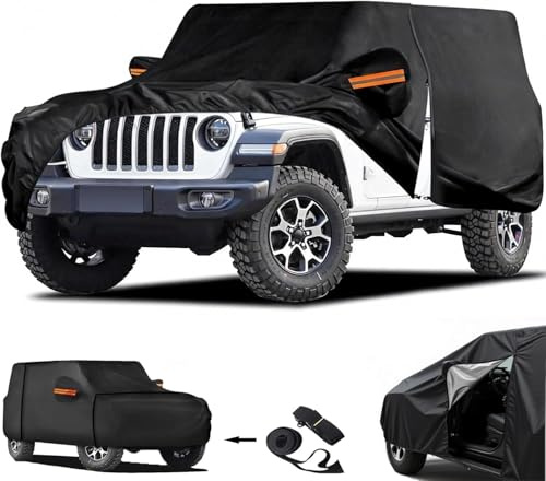 Big Ant Housse de voiture d'hiver pour Jeep Wrangler 2 portes, Jeep CJ, YJ, TJ et JK 2 portes, avec fermeture éclair, noire