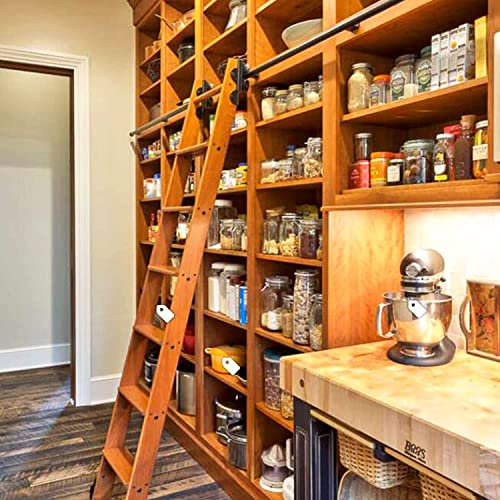 Schiebe-Scheunentor-Set (ohne Leiter), Rollleiter-Hardware, Bibliothek, Schiebeleiter-Hardware-Set, runde Schiene/Schiene, für Zuhause/Innenraum/Loft/Buchhandlung (Größe: 6,6 Fuß/200 cm Schienen-Set)