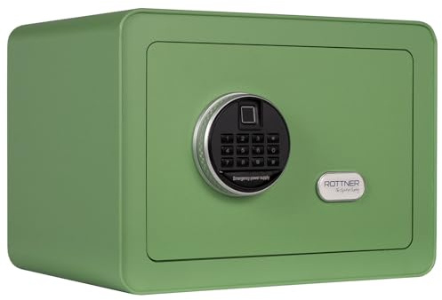 Rottner Möbeltresor Vintage-Green Stahl Elektronikschloss Fingerprint mechanische Notöffnung Innenbeleuchtung Fachboden inkl. Befestigungsmaterial