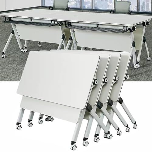 EAHKMETQ Moderner großer, zusammenklappbarer Konferenztisch mit leisen Rädern, 4er-Pack, 71 Zoll, mobiler Besprechungstisch für Büroschulungen