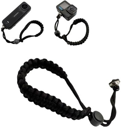 TEHAOUU Paracord Camera Wrist Strap Lanyard for DJI pokcet3 Gorpo/Insta Camera Light Weight Hand Strap Camera Accessories, Black, /