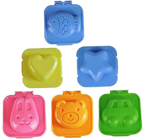 Form für gekochte Eier, 3D-Cartoon-Sushi-Reisformen, 6 Stück, Eierformer aus Kunststoff, DIY-Werkzeug, Bento-Zubehör, zufällige Farbe, Eierformer, Form für gekochte Eier, Bento-Zubehör, Mittagessen-Zu