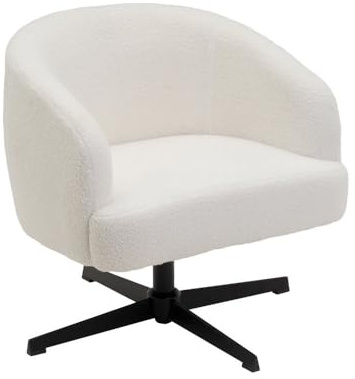 Sillón giratorio regulable en altura, tapizado de borreguito color blanco