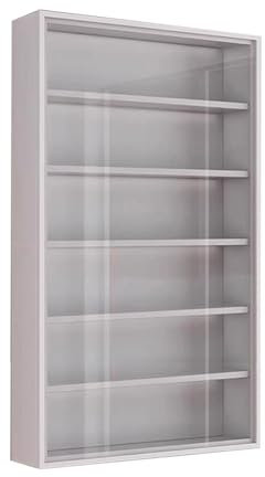 Vitrine mit 4/5/6/7 Ebenen, Glastür-Vitrine für Figuren und Sammlerstücke, Wandmontage, Vitrine für Wohnzimmer und Schlafzimmer, Aufbewahrung, weiße Ornamente, Organizer (40 x 12,5 x 71,2 cm)