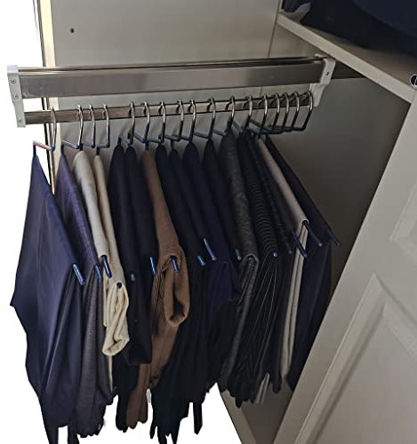 Ausziehbare Hosen-Hängestange, 12 Zoll bis 31 Zoll, ausziehbare Kleiderstange, Schrankstange, Kleiderschrankstange, platzsparend, oben montiert für Schrank, Belastung 25 kg (Größe: 800 mm/31,5 Zoll)