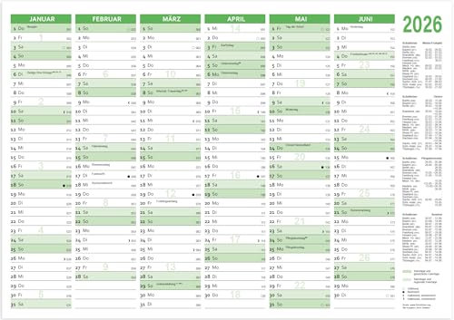 RNKVERLAG Tafelkalender 2026 im DIN A5 querformat, aus 250 g/m² Karton mit Tageszählung, 25 Stück
