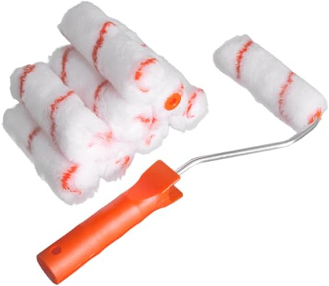 Sewroro Kit Rullo per Pittura Murale da 4 Pollici in Poliestere Set Mini Rulli e Pennelli a Rullo Leggeri Manico Curvo Strumenti per Pittura Murale per Interni e Decorazione Fai-da-Te