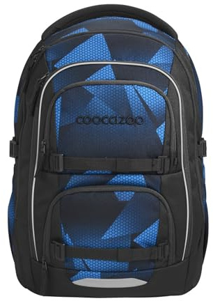 Coocazoo PORTER Schulrucksack „Electric Ice”, schwarz-blau, ergonomischer & anpassbarer Tornister, höhen- & größenverstellbar, mit Brustgurt & Hüftgurt, ab der 3. Klasse