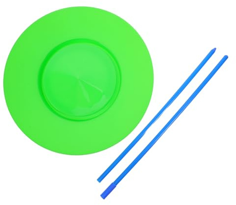 YARNOW Assiettes de Jonglage Plastiques Vertes avec Bâtons D'équilibre, Jeu D'adresse et Coordination, D'équilibre à Assiette pour Garçon et Filles, Spectacle Extérieur et Entraînement